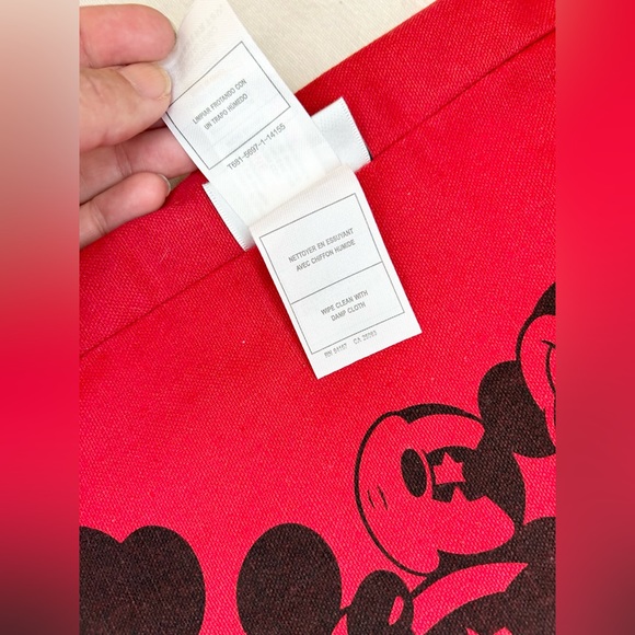 Disney Land  Reversible Canvas Tote Bag Mickey Mouse 1955 Red Mickey Print - Picture 11 of 13